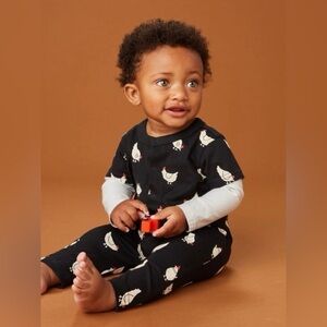 Tea Collection layered button up baby romper chicken pattern‎ size 6-9 mo